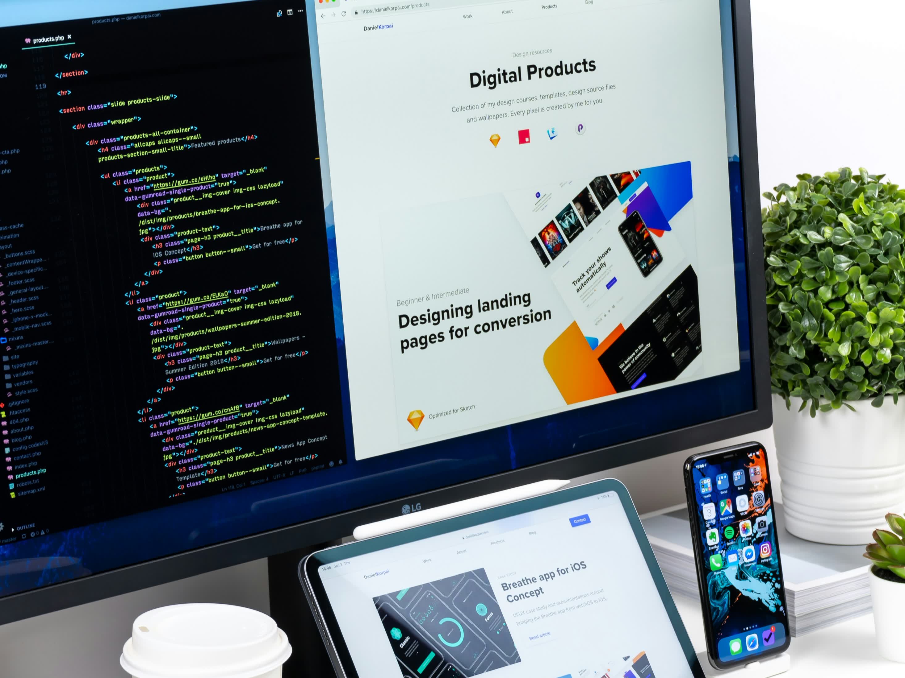 Mockup desain website VinnDeev